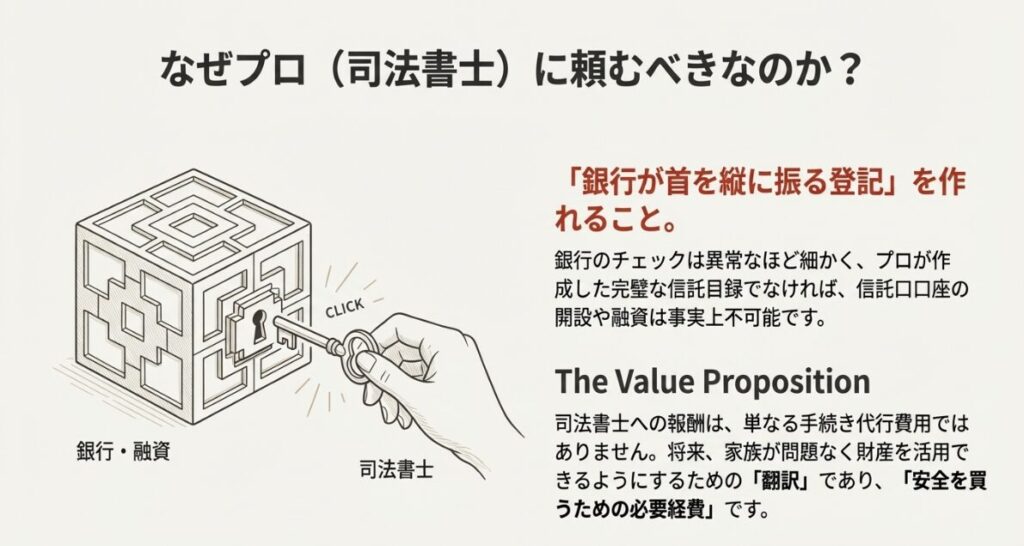 銀行口座開設や融資審査を通過するために司法書士による詳細な信託目録作成が必要な理由