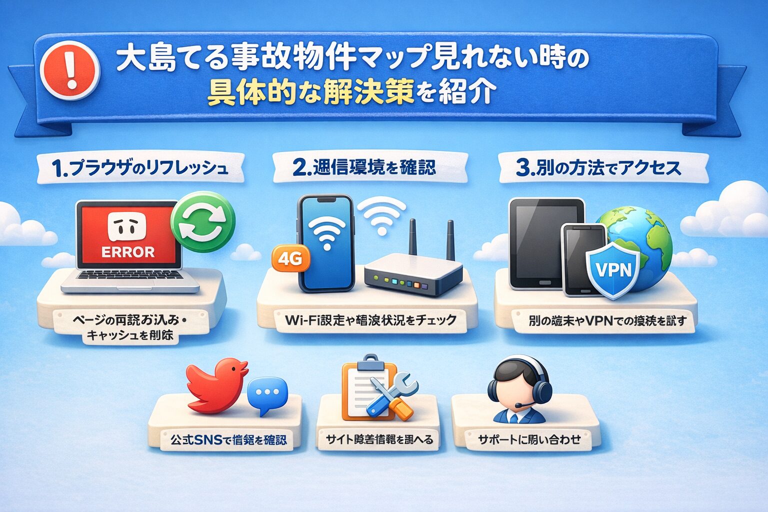 大島てる事故物件マップ見れない時の具体的な解決策を紹介