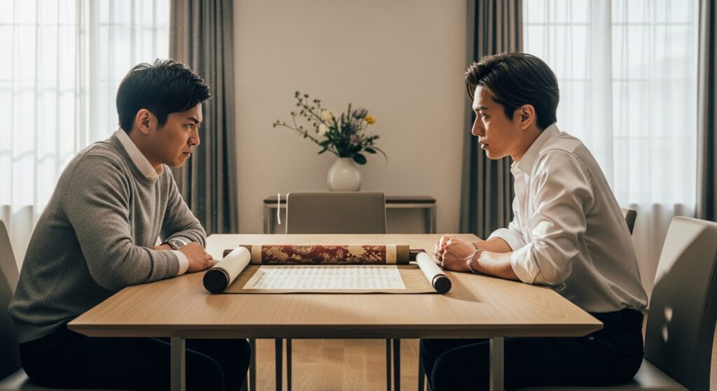 兄弟間で意見が対立する