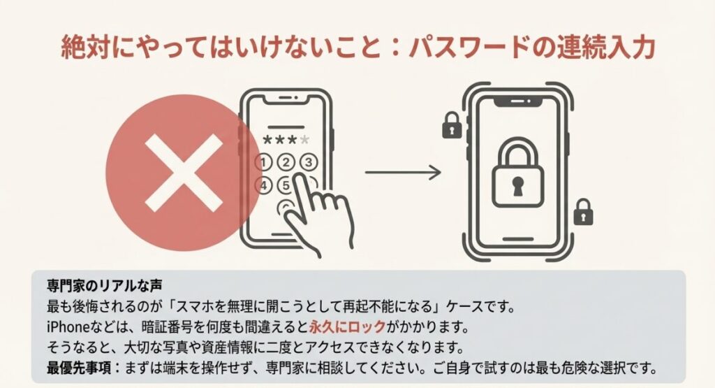 パスワード解除やデータ抽出などのサービス内容と費用相場をまとめた表。