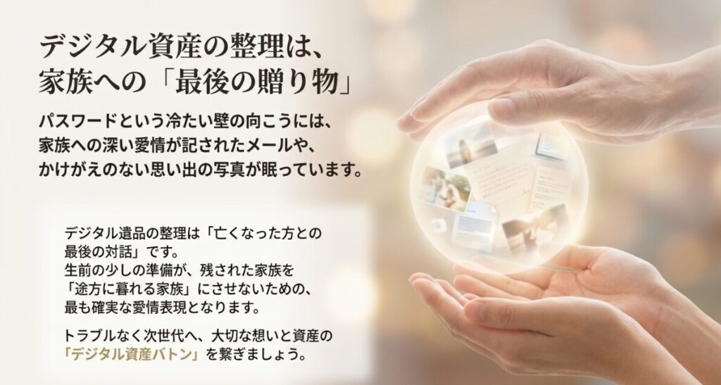 一定期間利用がない場合に指定した連絡先へデータを共有する仕組み