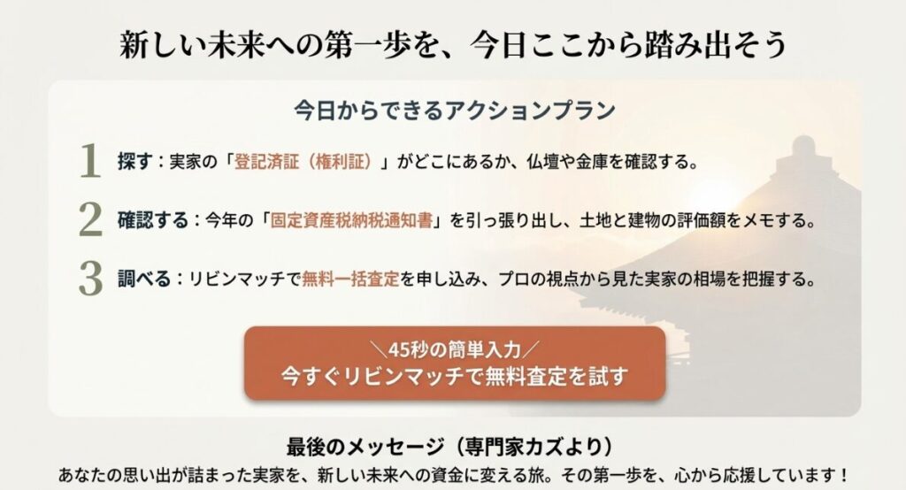権利証の確認や評価額のメモ、一括査定申し込みの3ステップ行動指針