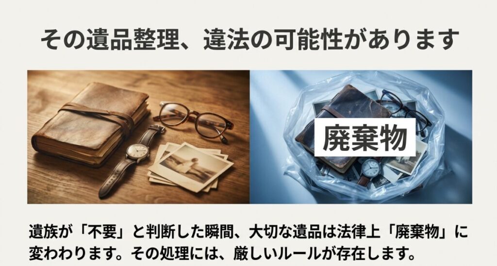 遺族が不要と判断した遺品が法律上で廃棄物として扱われる仕組みの説明