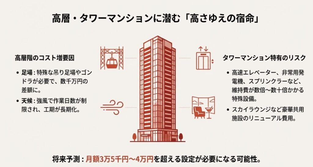 特殊な足場や天候の影響により修繕コストが増大する高層マンションの特性解説