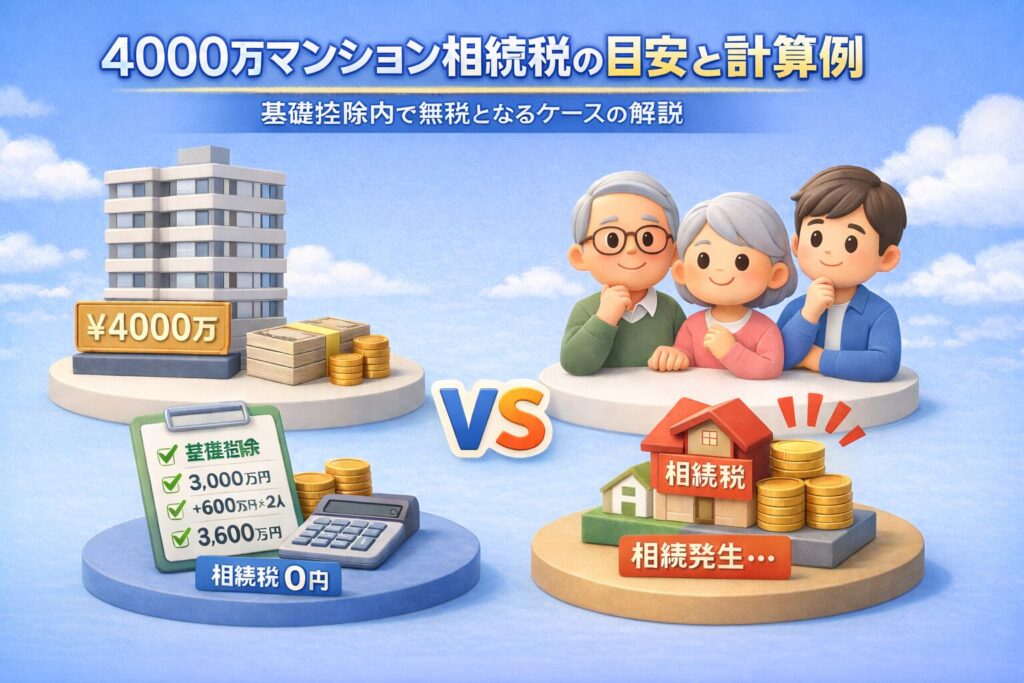 4000万マンション相続税の目安と計算例｜基礎控除内で無税になるケースを判定