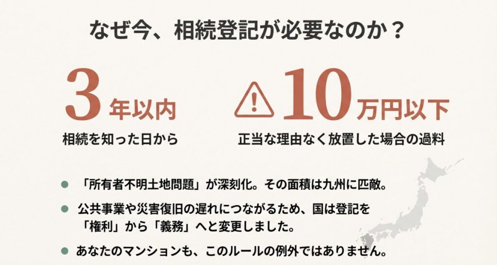 2024年4月からの相続登記義務化による3年以内の申請期限と10万円以下の過料に関する解説