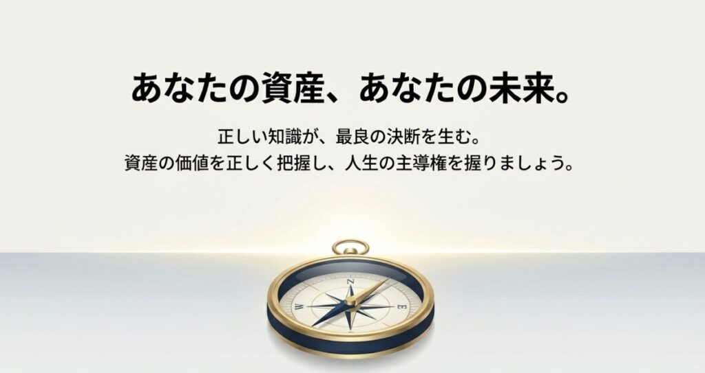 正しい知識が最良の決断を生むとし、資産価値を把握して未来への主導権を握ることを勧めるクロージング画像