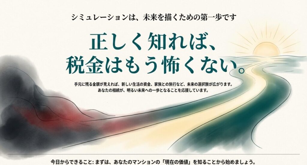 正しい知識を持つことで税金への不安を解消し、将来の選択肢を広げることを応援するメッセージ。