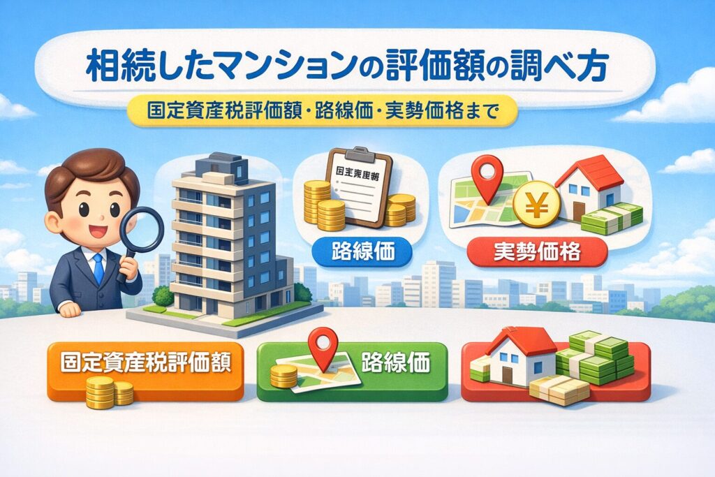 相続したマンションの評価額の調べ方｜固定資産税評価額・路線価・実勢価格まで