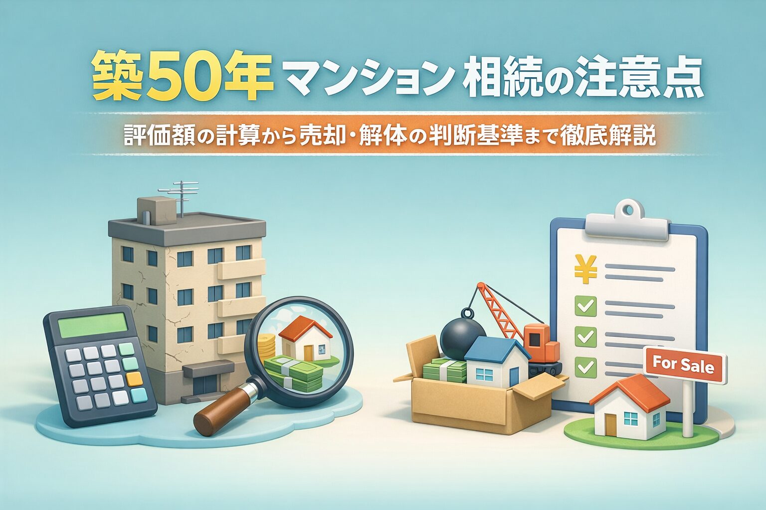 築50年 マンション 相続の注意点｜評価額の計算から売却・解体の判断基準まで解説