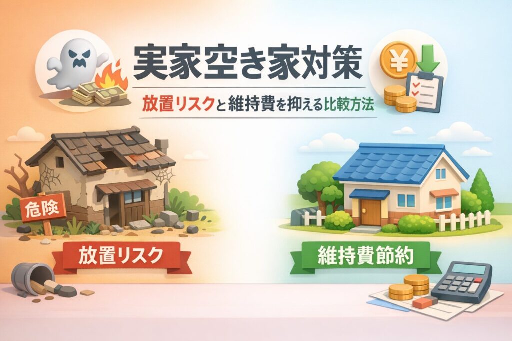 実家空き家対策の放置リスクと実家空き家維持費を抑える比較方法