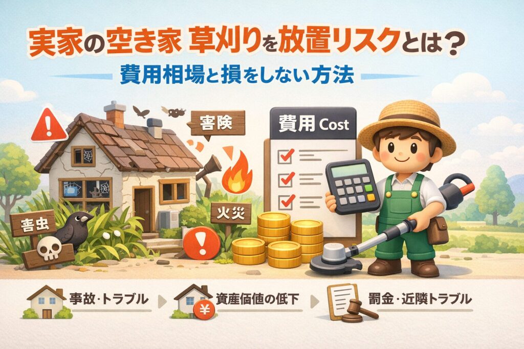 実家空き家草刈りの放置リスクは？費用相場と損をしない比較術