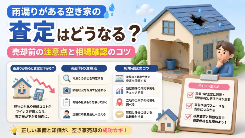 雨漏りがある空き家の査定はどうなる
