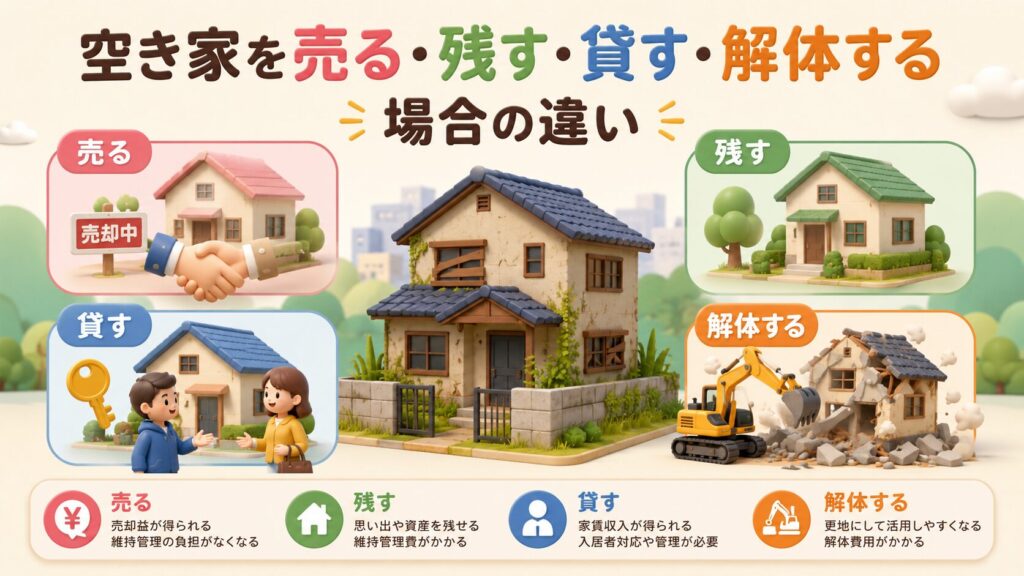 空き家を売る・残す・貸す・解体する場合の違い