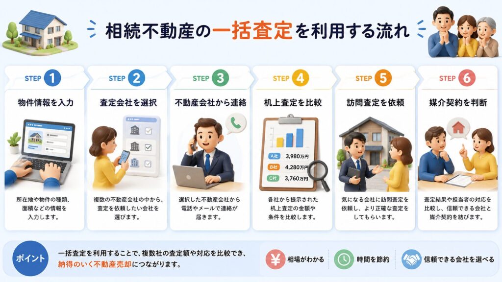 相続不動産の一括査定を利用する流れ