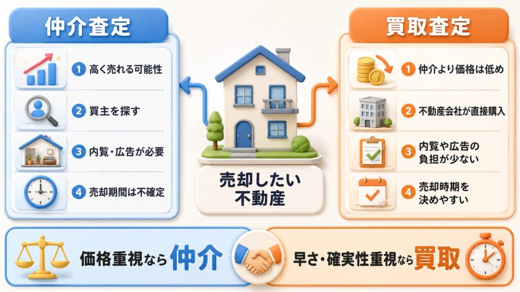 仲介査定と買取査定の違い