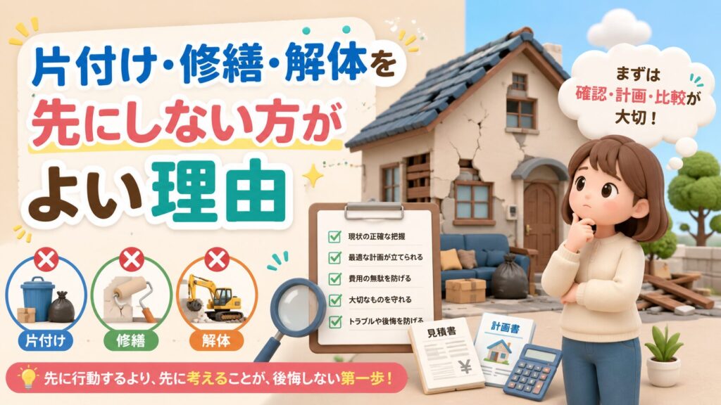 片付け・修繕・解体を先にしない方がよい理由