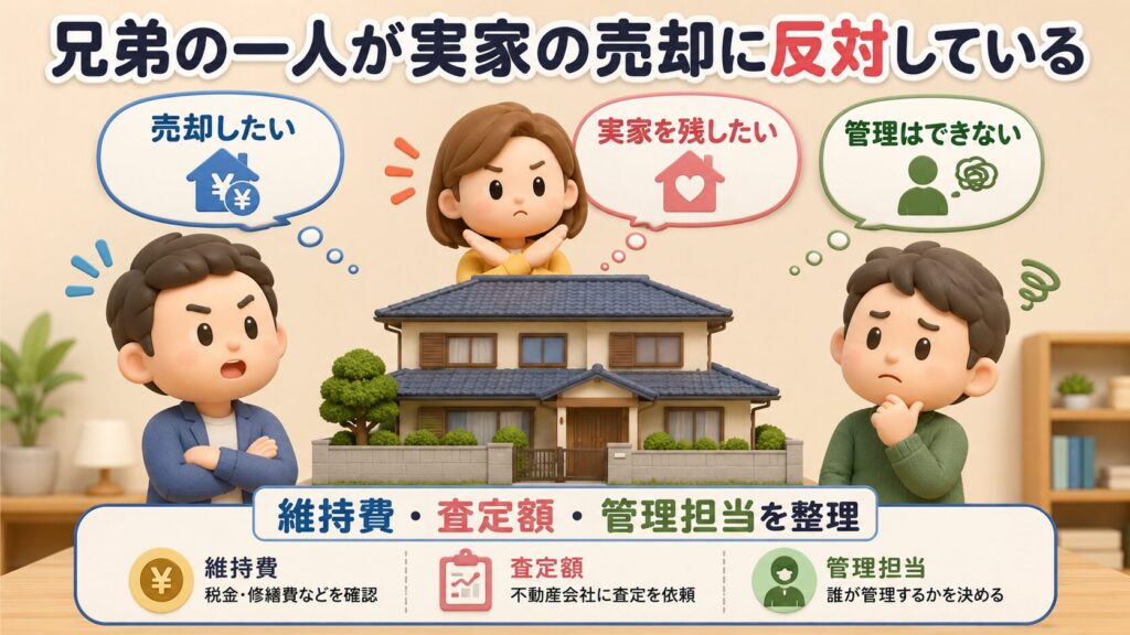 兄弟の一人が実家の売却に反対している