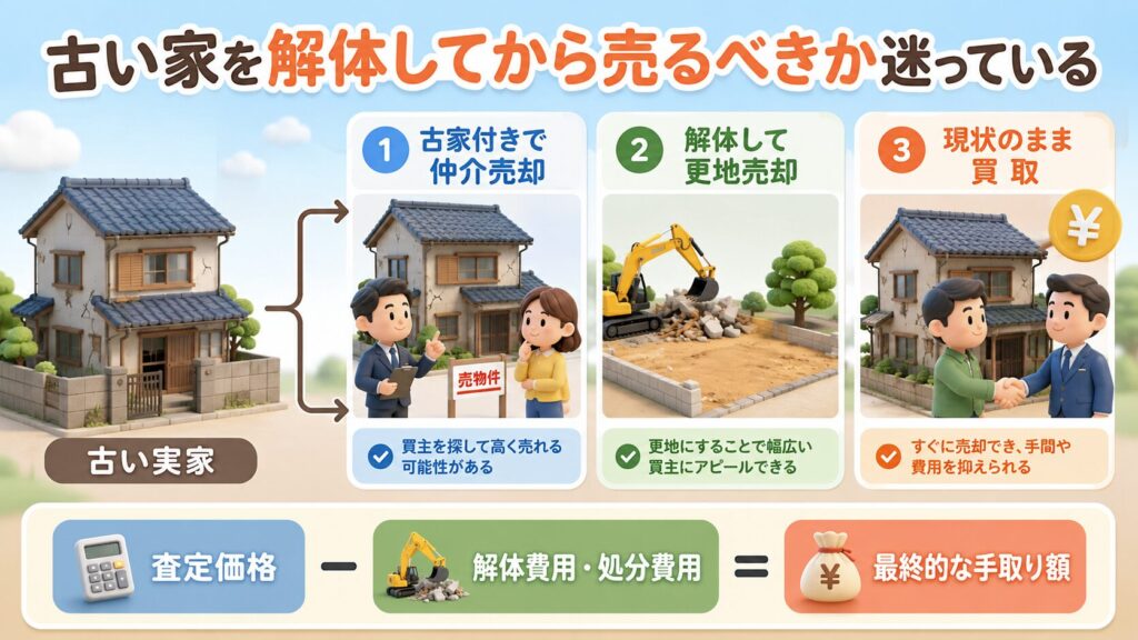 古い家を解体してから売るべきか迷っている