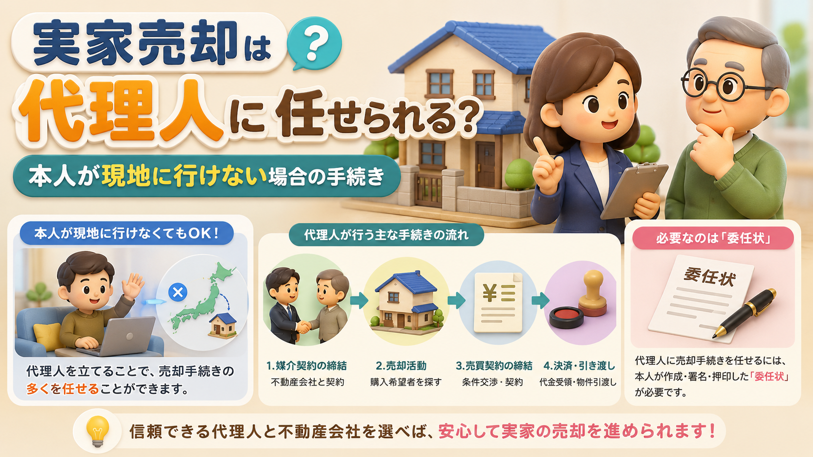 実家売却は代理人に任せられる?