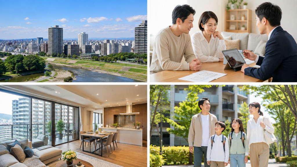 茨木市の鉄道沿線とマンションが広がる市街地