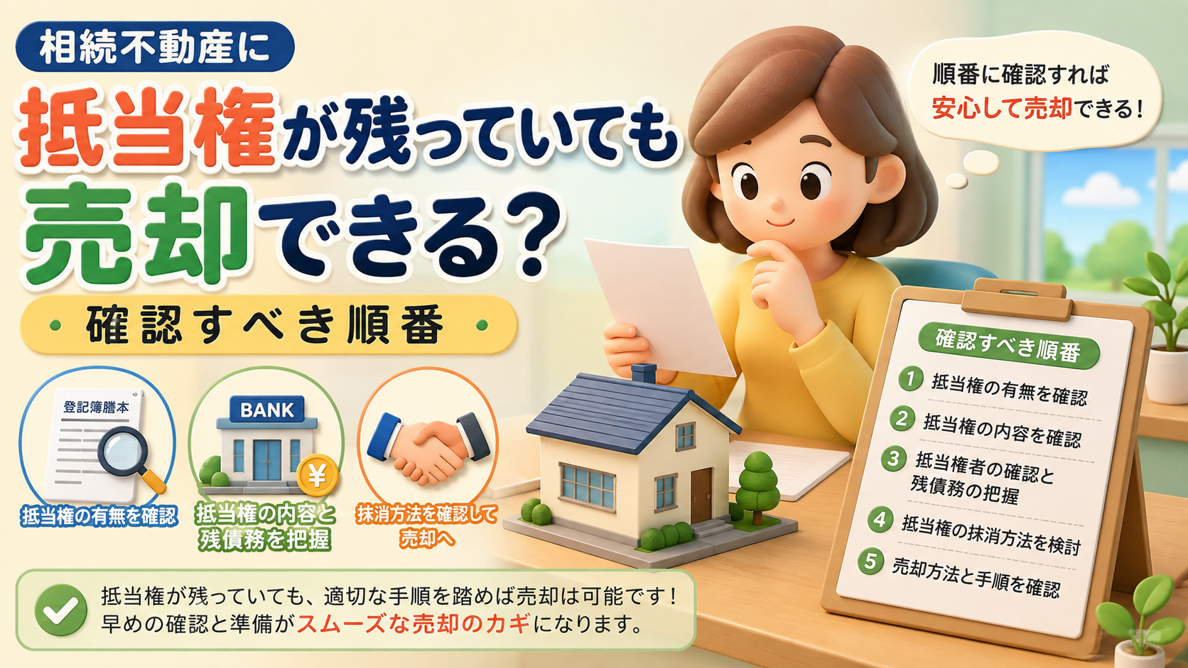 相続不動産に抵当権が残っていても売却できる