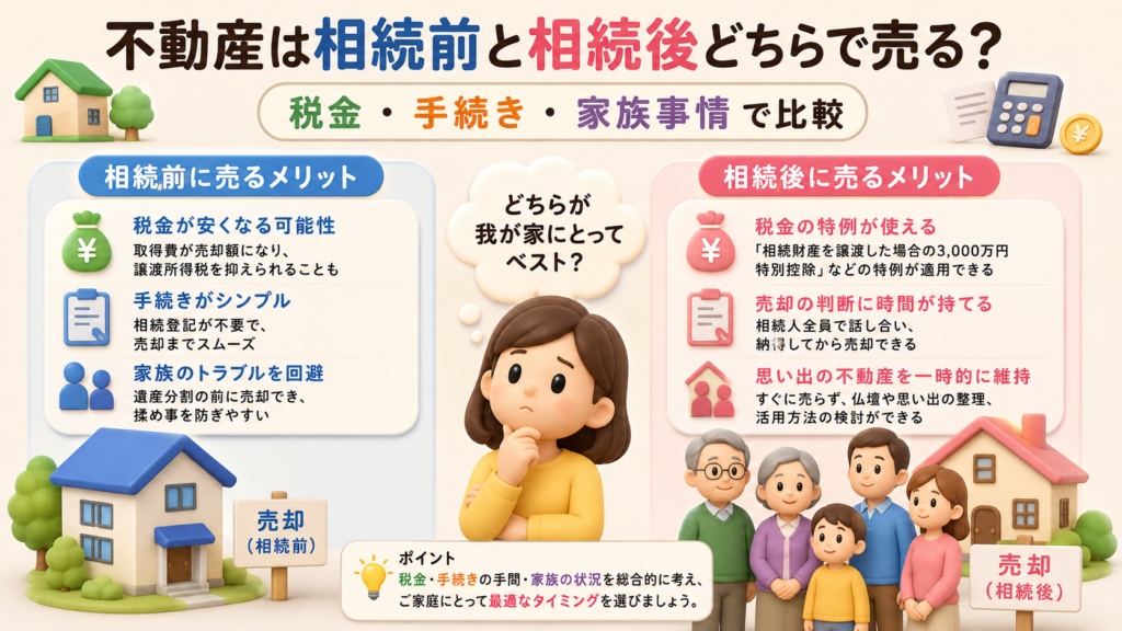 不動産は相続前と相続後どちらで売る