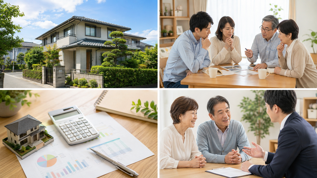 親の実家の売却時期を家族と専門家で相談して決めるイメージ