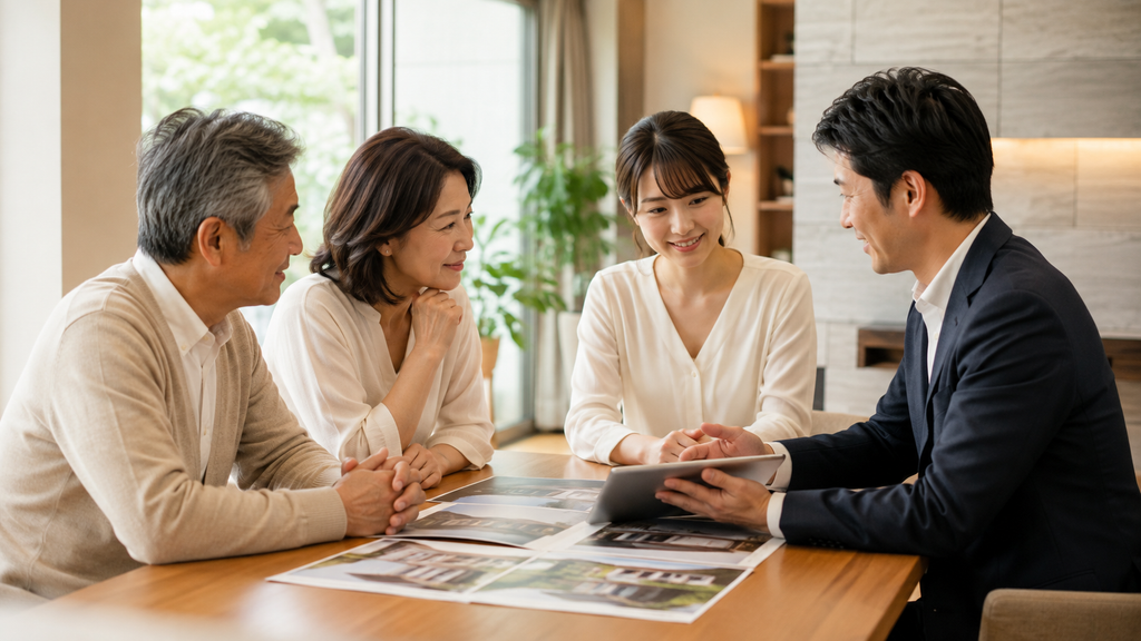相続した実家の売却時期を家族と専門家に相談する様子