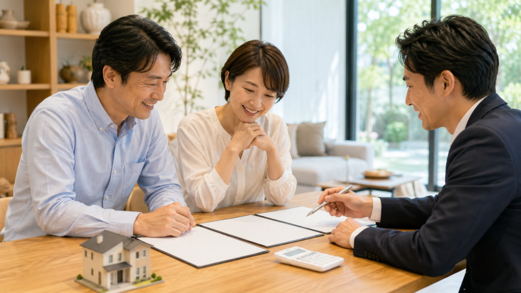 相続した実家の査定や売却方法を不動産会社と比較する夫婦