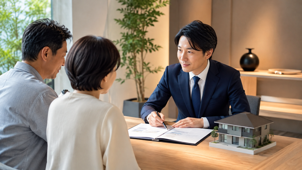 相続不動産の査定や売却の進め方を相談している日本人夫婦