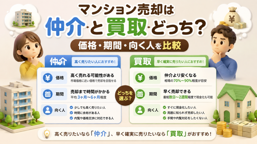 マンション売却は仲介と買取どっち