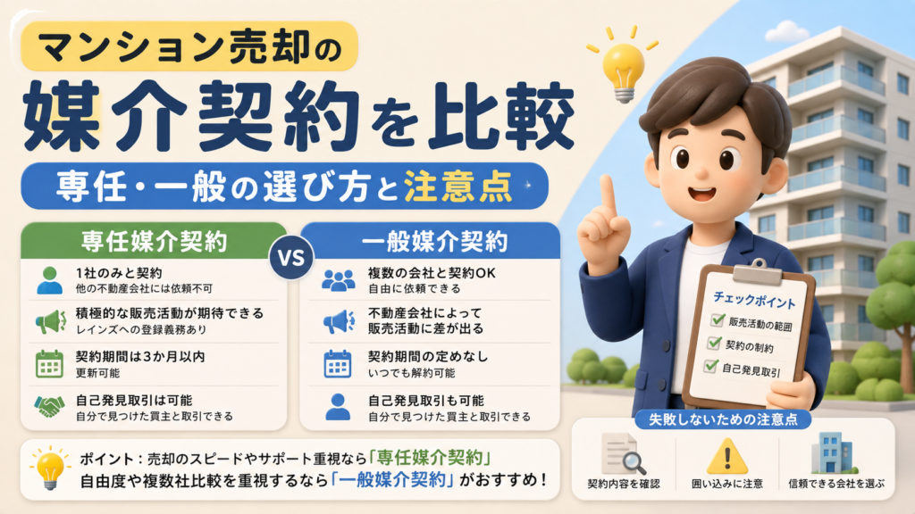 マンション売却の媒介契約を比較