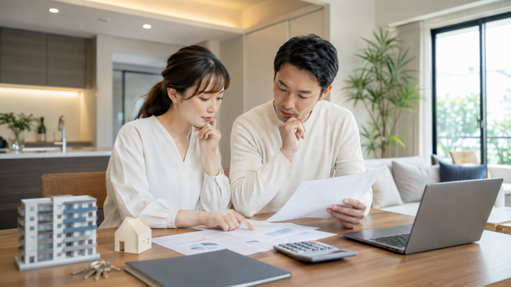 マンション売却の費用と手残りを確認する夫婦
