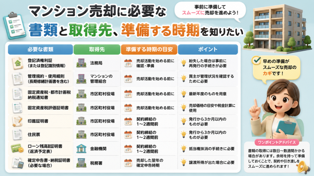 マンション売却に必要な書類と取得先