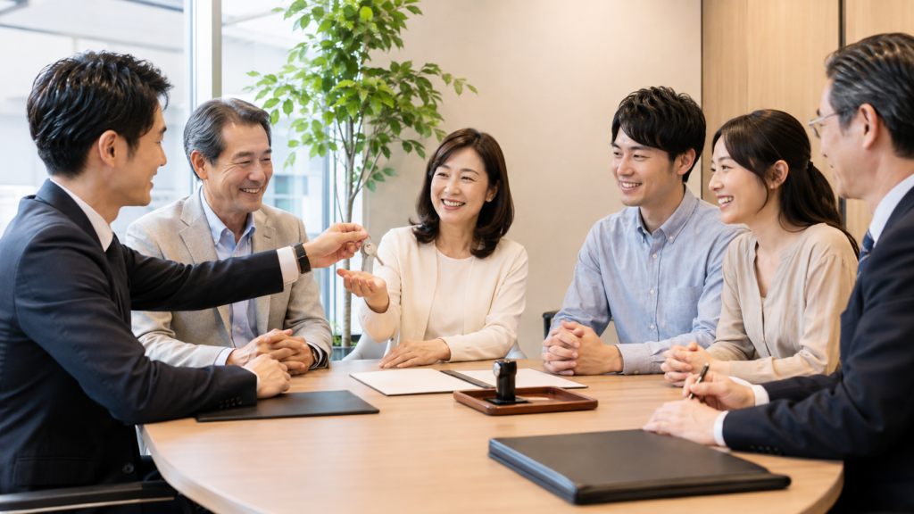 相続不動産の抵当権抹消と所有権移転を行う決済の様子