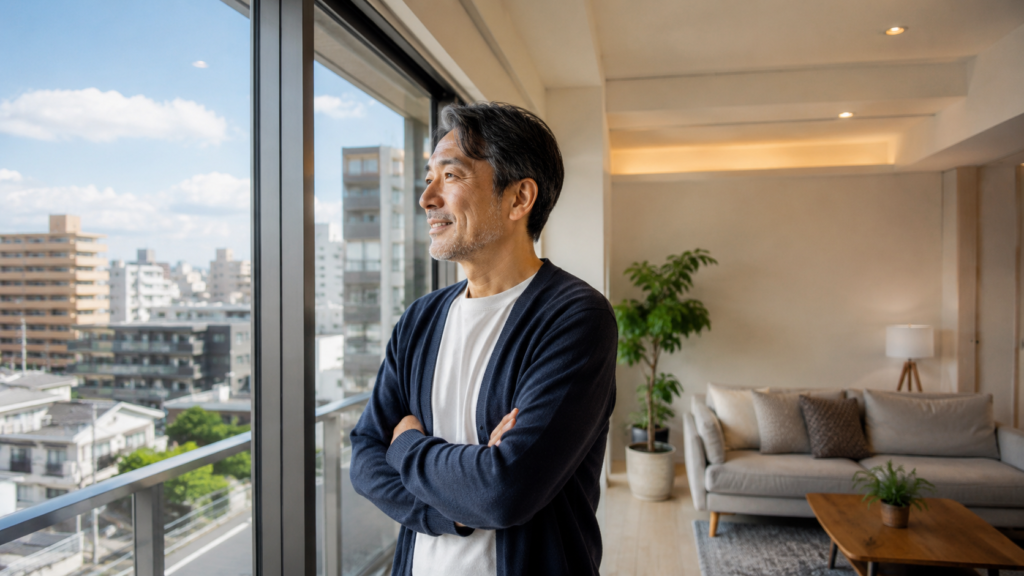 大阪市西成区でマンション売却を検討する日本人男性
