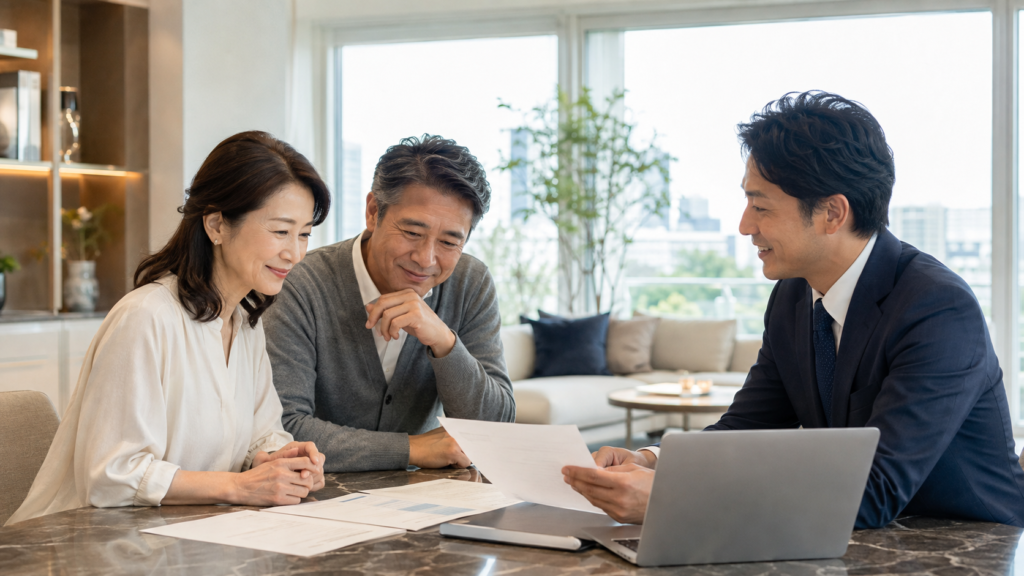 大阪市福島区のマンション査定を不動産会社へ相談する夫婦