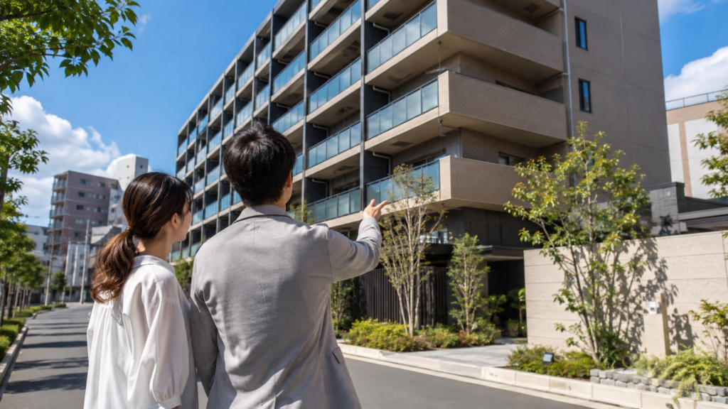 大阪市東成区のマンション売却を検討し建物を確認する夫婦