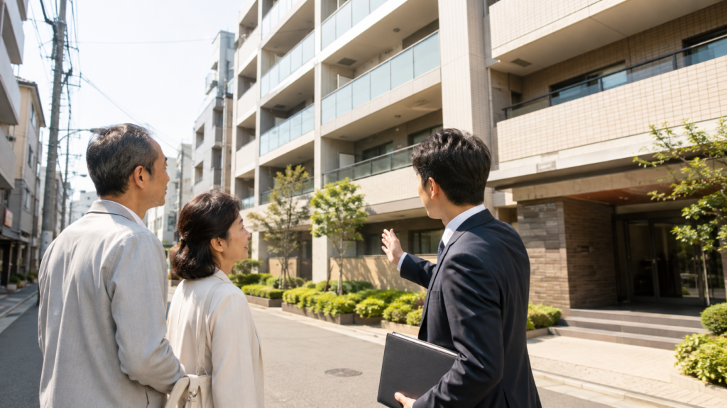 大阪市生野区のマンション売却について不動産会社に相談する夫婦