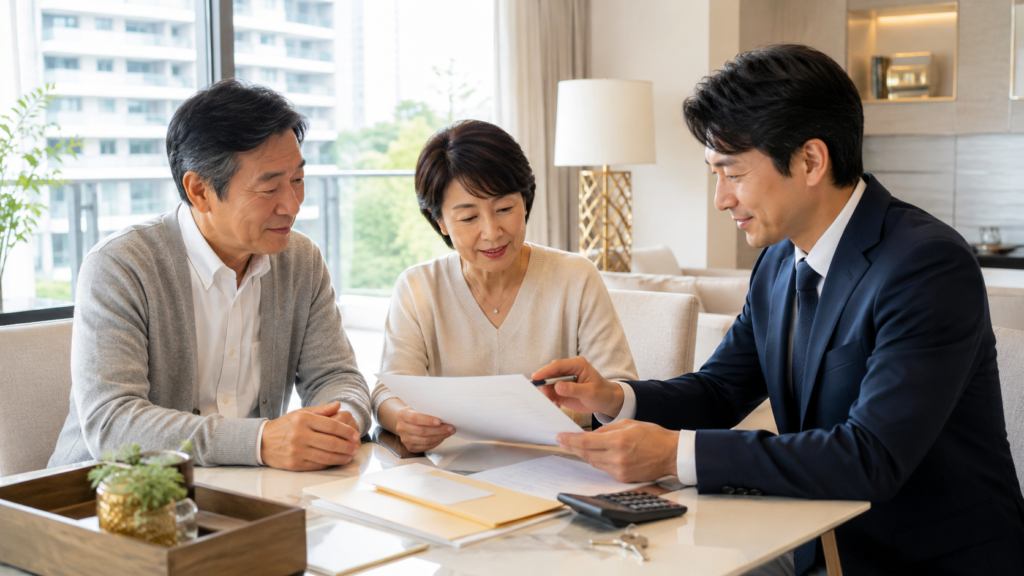 相続した大阪市西区のマンションの名義と売却手続きを相談する夫婦
