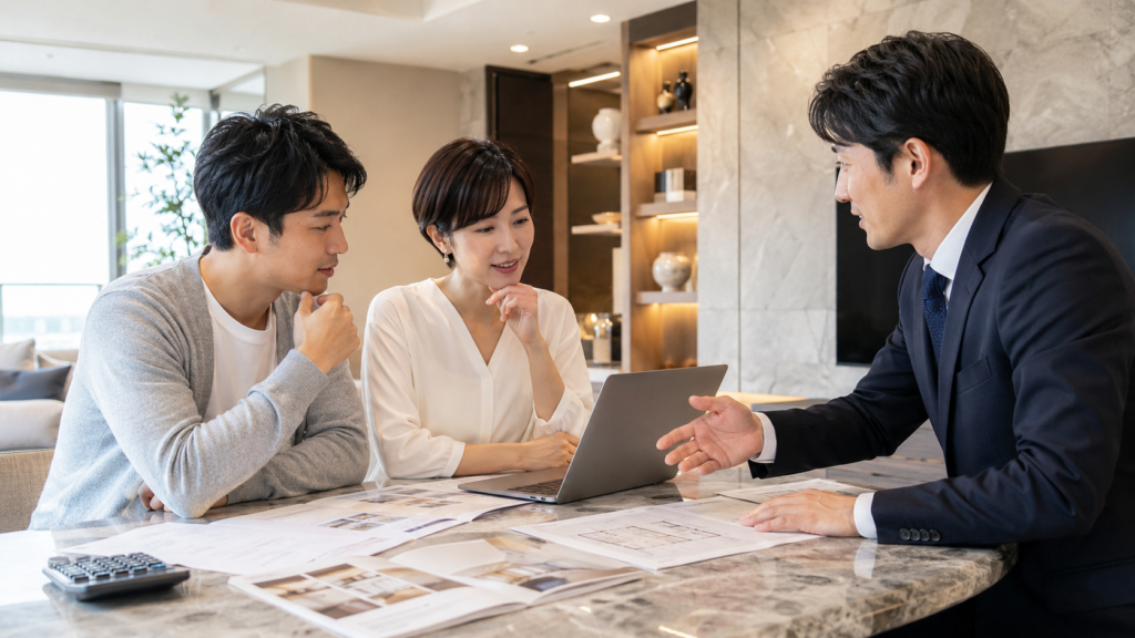 大阪市西区のマンション査定を不動産会社と比較する夫婦