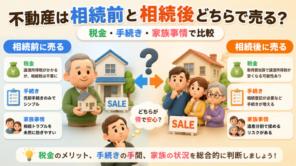 不動産は相続前と相続後どちらで売る?