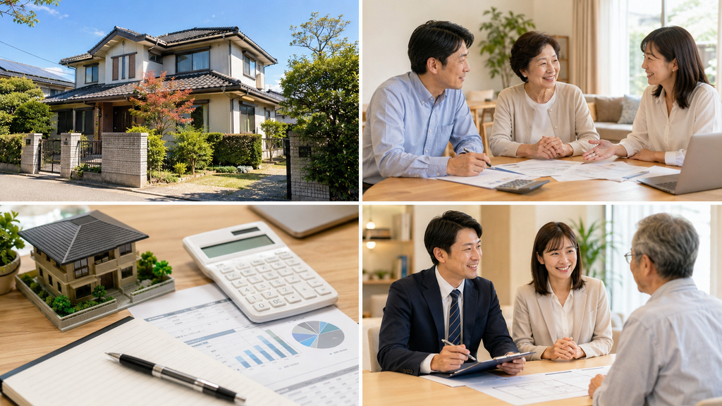 相続前と相続後の不動産売却を家族で比較検討するイメージ
