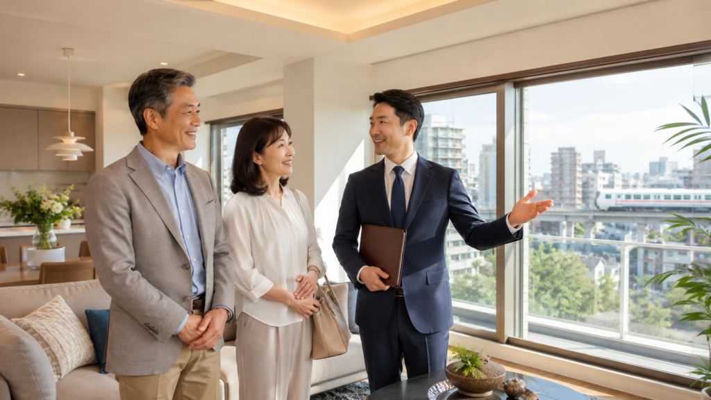 摂津市のマンション売却について不動産会社へ相談する夫婦