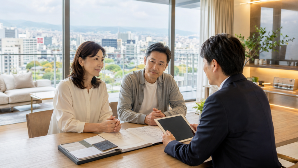 吹田市のマンション査定額と不動産会社を比較する夫婦