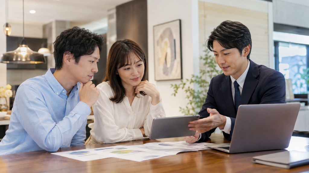 吹田市のマンション売却について不動産会社へ相談する夫婦