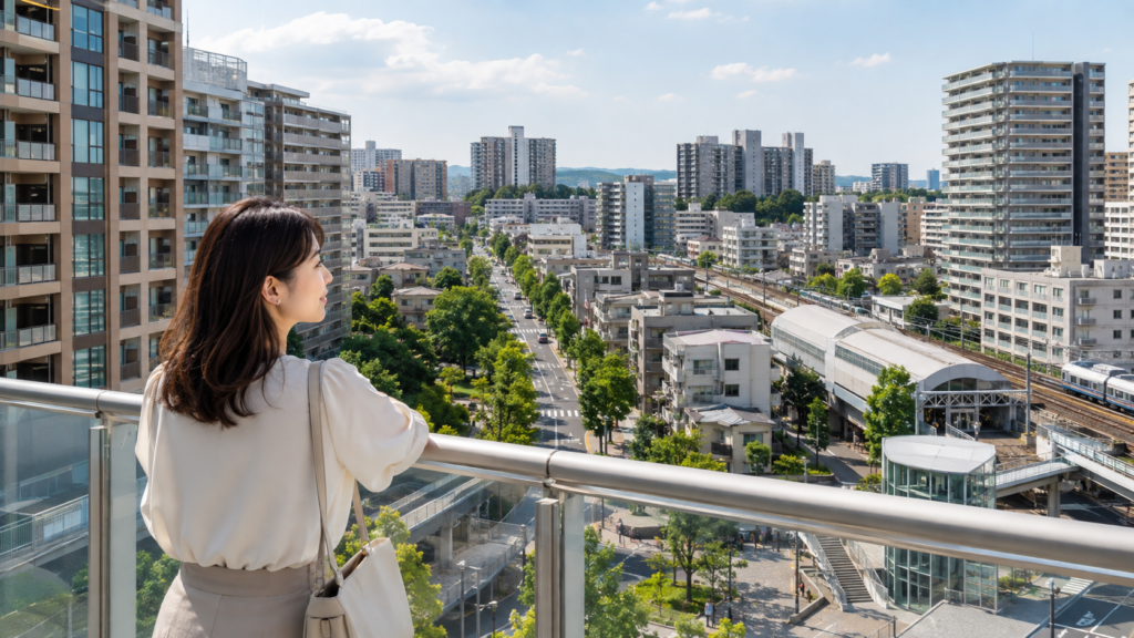 吹田市の駅周辺に広がるマンションと住宅街